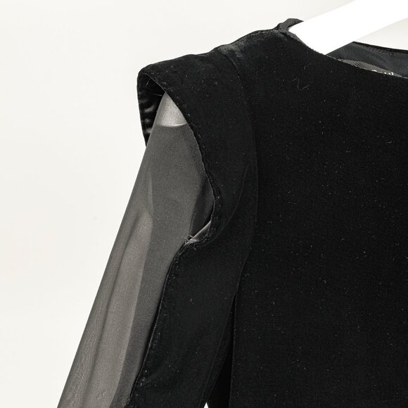 Jean Paul Gaultier Black Velvet Sheer-Sleeve Midi Dress - Picture 4 of 11